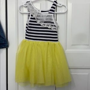 Navy white striped dress with yellow tutu attached